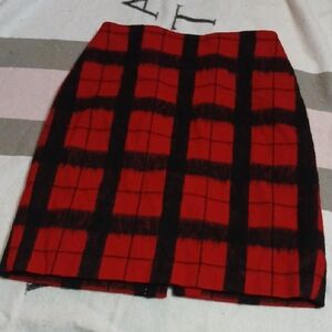 Talbots Red and Black Checkered Pencil Skirt
